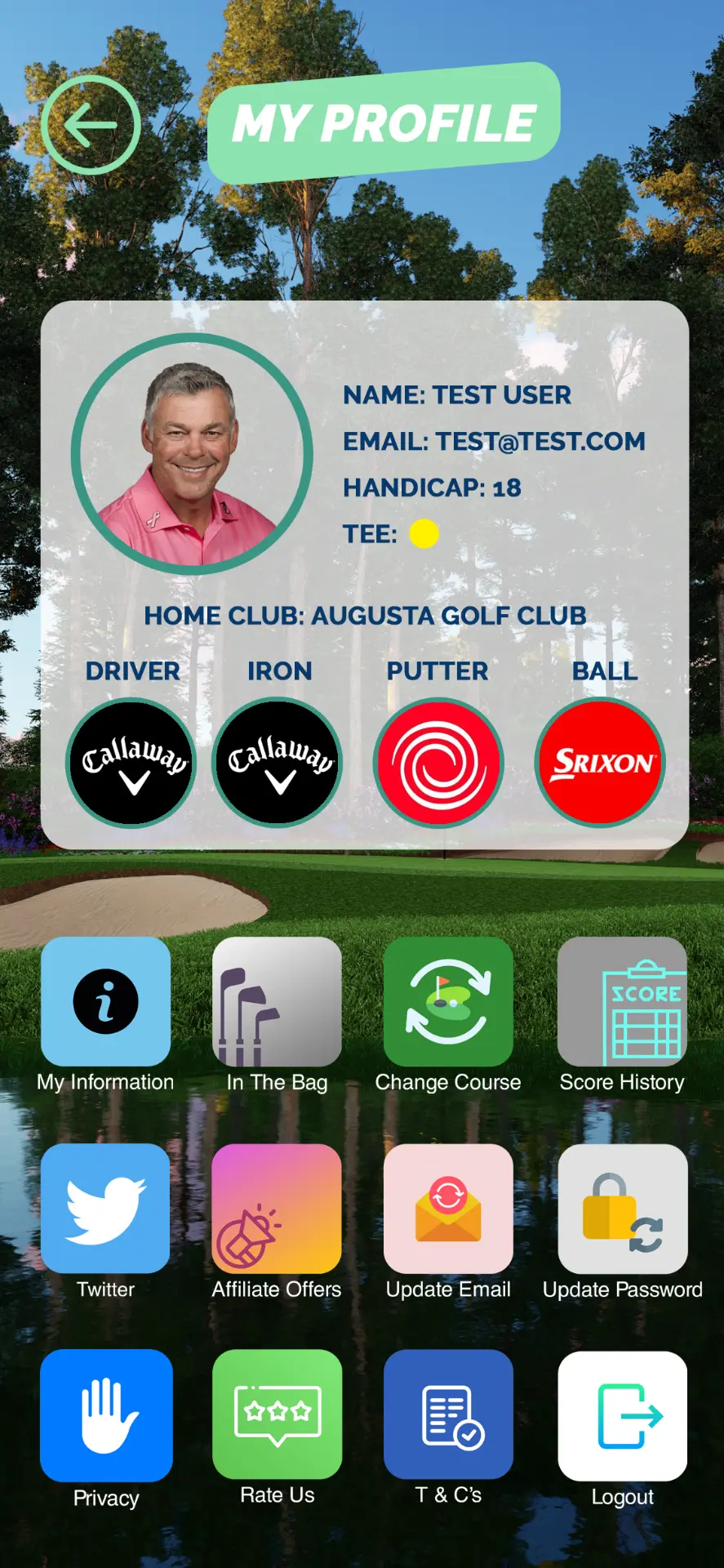 MyCaddie player profile screen