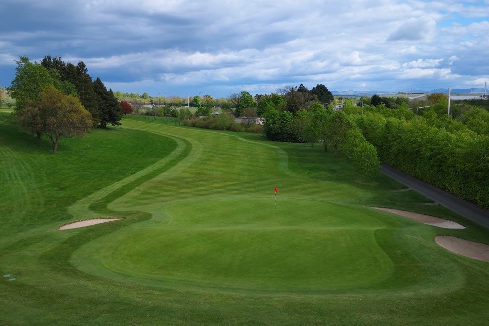 A view across the 18th green at Pitreavie (Dunfermline) Golf Club